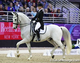 Denmark's Mai Tofte Olesen and the 15-year old Rustique produced a correct round but the horse could improve in ground cover and the piaffe lacks sit