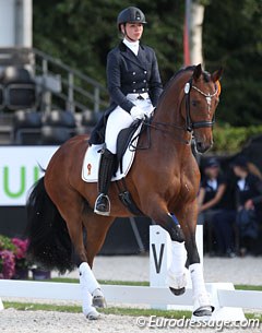Aikje Fehl and Chilly Jam at the 2017 World Young Horse Championships :: Photo © Astrid Appels