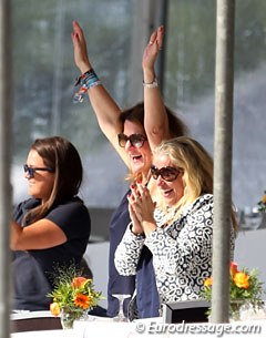 Dancing Diamond's British owners Alice Whitefield and Heather Stack celebrate