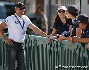 Steffen Peters shares a laugh with Hallye Griffin and Dawn White-O'Connor