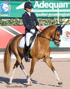 Lisa Widmayer and Paso Double win the pony division at the Florida International Youth Dressage Championships held during the 2017 CDI Wellington - Week 10 :: Photo © Sue Stickle