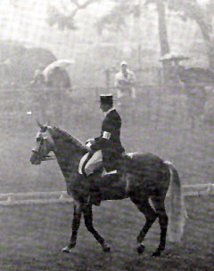 Neckermann and Antoinette at the Tokyo Olympics in 1964. They had to compete in a thunderstorm followed by fog and rain