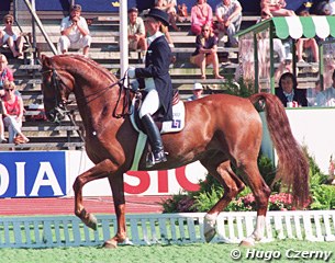 Louise Nathhorst and Dante at the 1990 World Equestrian Games in Stockholm :: Photo © Hugo Czerny