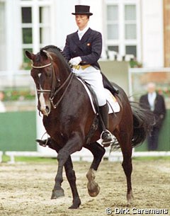 Mieke Lunskens on Abner at the 1994 CDI Schoten :: Photo © Dirk Caremans