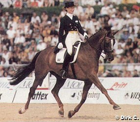 Louise Nathhorst and Walk on Top (by Wenzel) at the 1997 European Dressage Championships in Verden :: Photo © Dirk Caremans