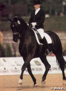 Birgit Wellhausen-Henschke and Renomee at the inaugural World Young Horse Championships in Verden in 1997 :: Photo © Dirk Caremans