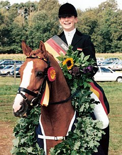 Jana Kun and Dornik B victorious at the 1997 Bundeschampionate