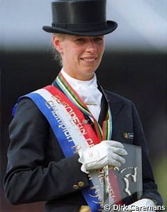 The gold medal and a trophy for Anky van Grunsven at the 1999 European Championship