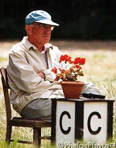 Dr. Reiner Klimke training his daughter Ingrid at home in Munster, summer 1999 :: Photo © Mary Phelps