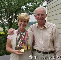 Mary Phelps wearing all of Dr. Reiner Klimke's medals :: Photo © JJ Hathaway