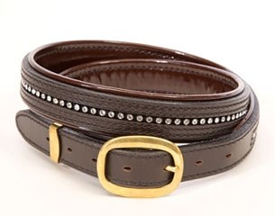 The Albion Swarovski belt comes in black and brown with patent padding for added luxury