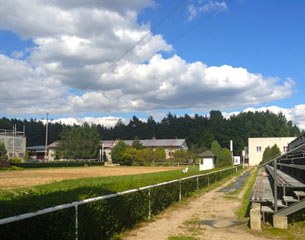 Outdoor competition arena with bleachers