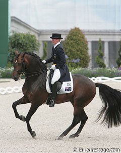 Australian Olympian Hayley Beresford on Lusitano stallion Relampago do Retiro :: Photo © Astrid Appels