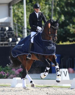 Andreas Helgstrand and Revolution win the 5-yo preliminary test at the 2018 World Young Horse Championships:: Photo © Astrid Appels