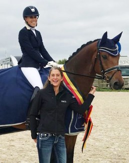 Elisabeth Tepper of EMC2 Horses with her triple Belgian Young Horse Champion Belaggio, ridden by Andrea Müller-Kersten