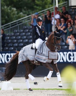 Severo Jurado Lopez and D'Avie win the 7-year old Finals at the 2019 World Young Horse Championships :: Photo © Astrid Appels