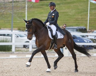 Juan Antonio Jimenez Cobo on Troyano Mor, a PRE stallion a real Dressage talent, bred by Las Morerías.