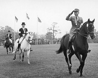 The 1964 Olympic Games individual medallists: from left to right: Filatov - Boldt - Chammartin :: Photo © Schweizer Kavallerist