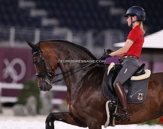 Helen Langehanenberg schooling Annabelle at the 2021 Olympic Games :: Photo © Astrid Appels