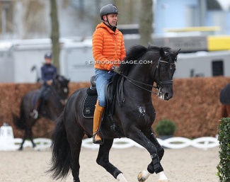 Hans Peter Minderhoud schooling Toto Jr at the 2024 CDI Aachen Festival 4 Dressage :: Photo © Astrid Appels