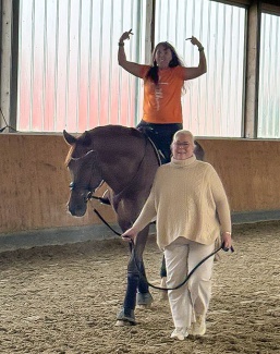 Stefanie Löhmann on Vitalis flanked by co-owner Lone Boegh Henriksen