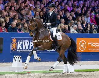 Jill Bogers and Osaka at the 2023 KWPN Stallion Licensing show :: Photo © Dirk Caremans