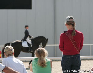 Lovas Futar videotaping Anky van Grunsven's warm up on Salinero at the 2005 CDIO Aachen :: Photo © Astrid Appels