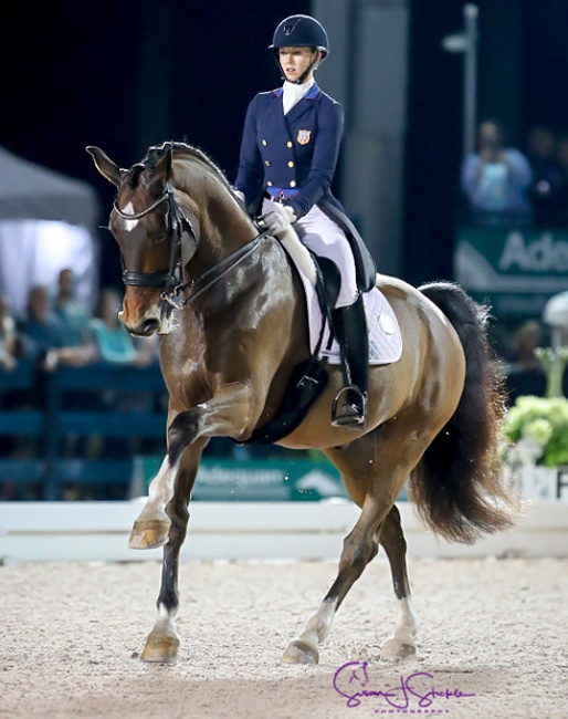 Graves and Verdades win the 5* Kur under floodlight at the 2018 CDI Wellington :: Photo © Sue Stickle