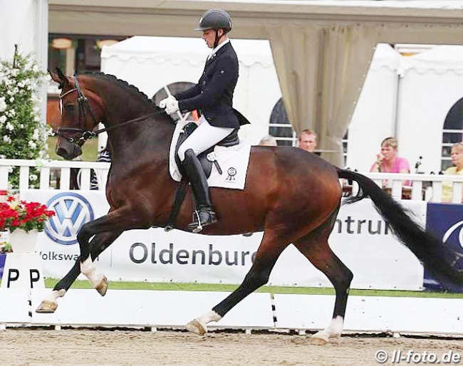 Frederic Wandres and Furstenfee at the 2016 Oldenburg Young Horse Championships in Rastede :: Photo © LL-foto