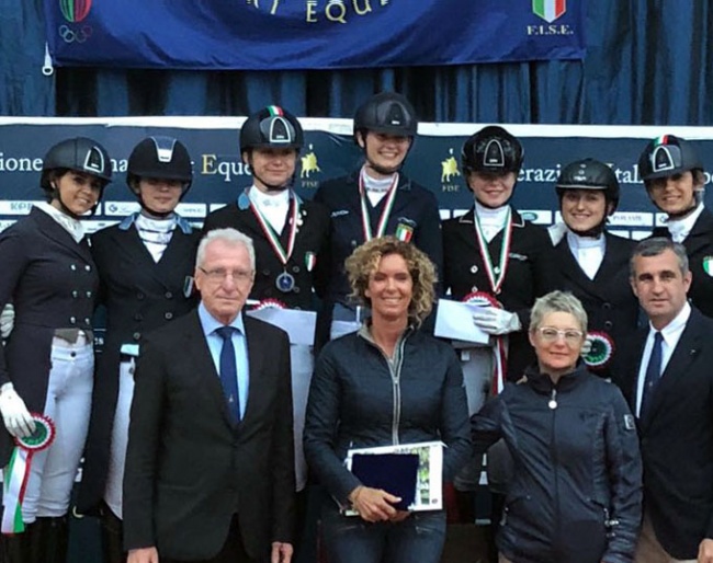 The Young Riders Kur podium at the 2018 Italian Dressage Championships :: Photo © private