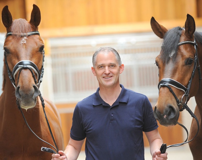 Stephan Borgmann with the Bundeschampionate finalists Discover and Equitaris III who are part of the auction collection :: Photo © Thoms Lehmann