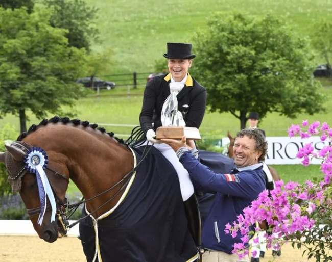 Show host Klaus Haim with Isabell Werth at the CDI Fritzens