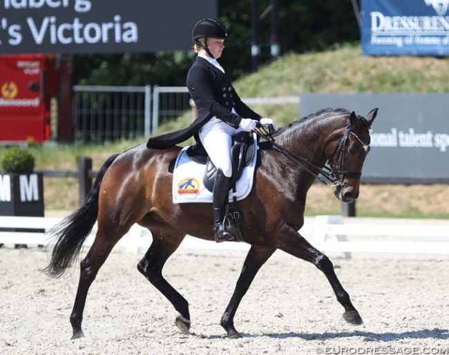 Lotta Sundberg on Pink Rock's Victoria at the 2018 CDIO Uggerhalne :: Photo © Astrid Appels