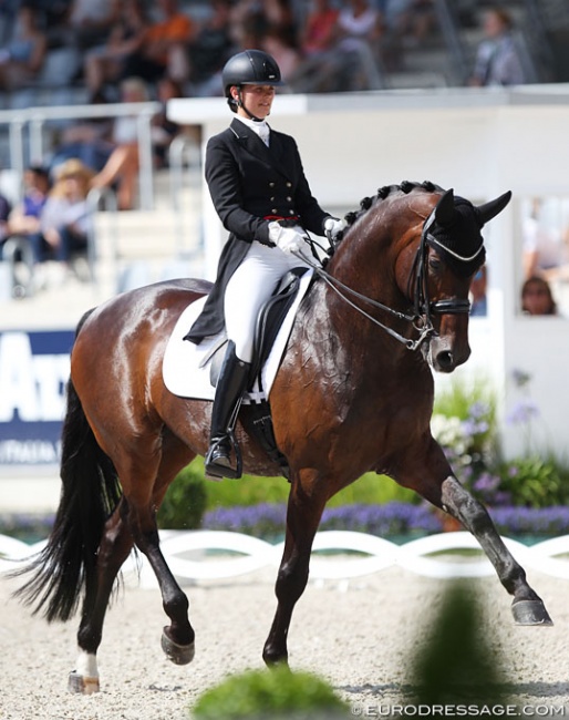 Danish team newcomer Betina Jaeger on the American owned Belstaff at the 2018 CDIO Aachen :: Photo © Astrid Appels