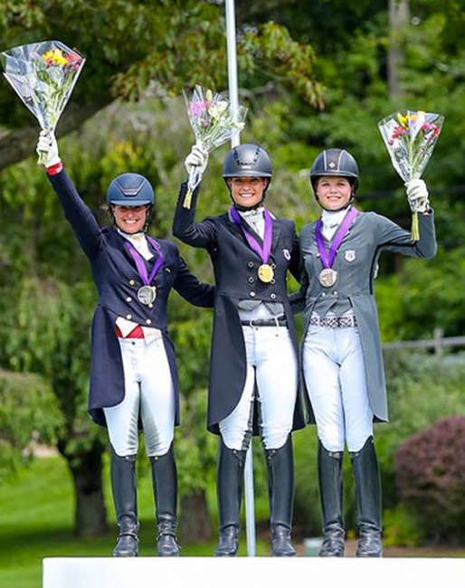 USDF North American Young Rider Individual Championship medalists: Beatrice Boucher, Callie Jones, and Kayla Kadlubek :: Photo © Sue Stickle 