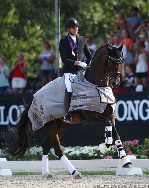 Andreas Helgstrand and Revolution win the 5-year old finals at the 2018 World Young Horse Championships :: Photo © Astrid Appels