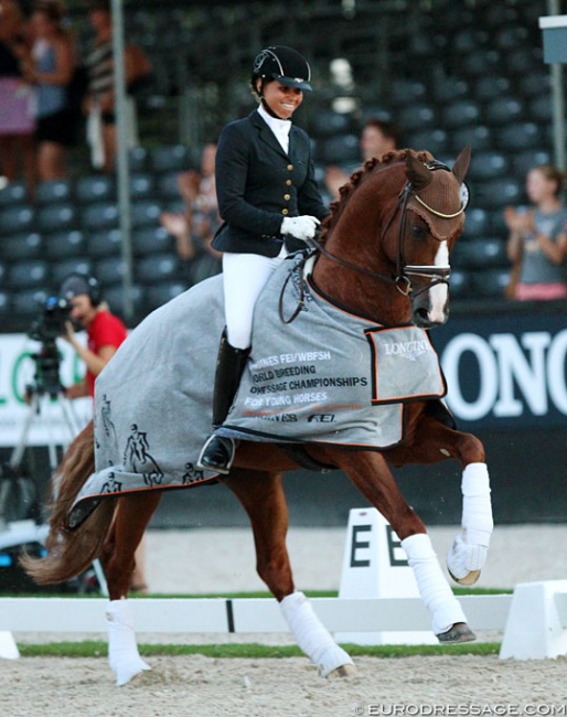 Laura Strobel and Villeneuve win the 6-year old preliminary test at the 2018 World Young Horse Championships :: Photo © Astrid Appels