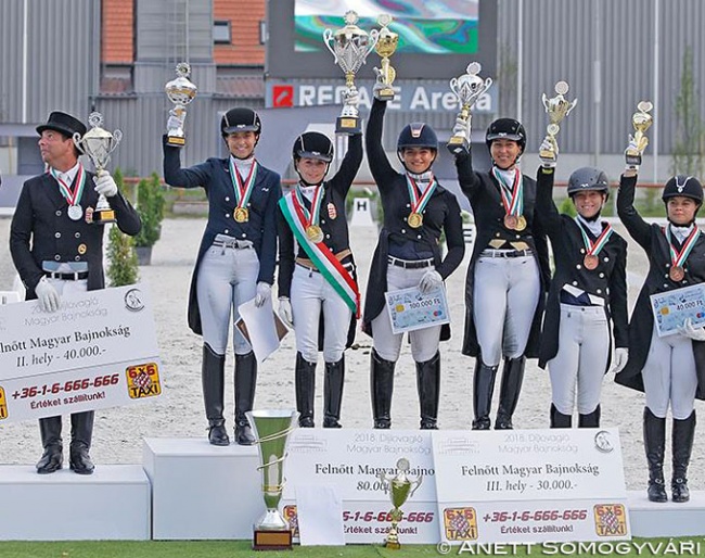The FEI level gold medal winners at the 2018 Hungarian Dressage Championships :: Photo © Anett Somogyvári