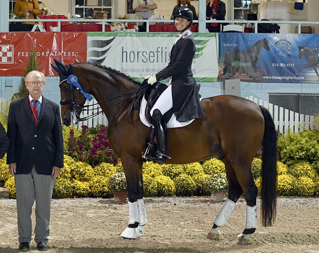 Jessica Jo Tate and Faberge win the Grand Prix for Kur at the 2018 CDI-W Devon :: Photo © Hoof Print Images