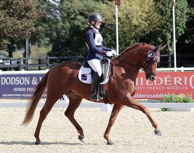 Lucinda Elliot and Hawtins Lirica win the 4-year old division at the 2018 British Young Horse Championships