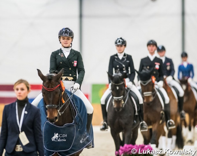 Malgorzata Kowalska and Raikano's Son win the Young Rider individual test and Kur at the 2018 CDI-W Zakrzow :: Photo © Lukasz Kowalski