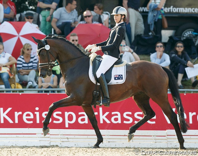 Simone Pearce and Felicia at the 2015 World Young Horse Championships :: Photo © Dirk Caremans
