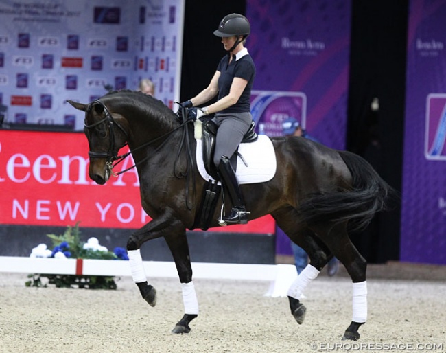 Sabine Schut-Kery and Hello Halli in the Isabell Werth demo at the 2017 World Cup Finals in Omaha :: Photo © Astrid Appels