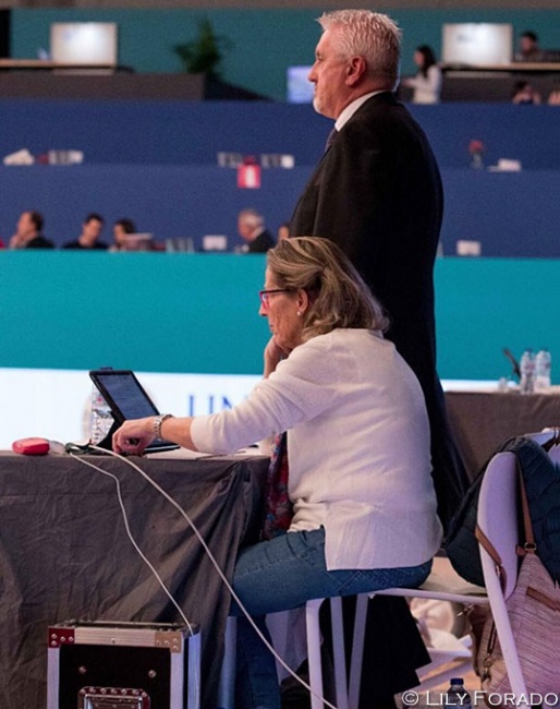 Judge Juan Carlos Campos officiating at the 2018 CDI-W Madrid where eDressage was implemented for the first time :: Photo © Lily Forado