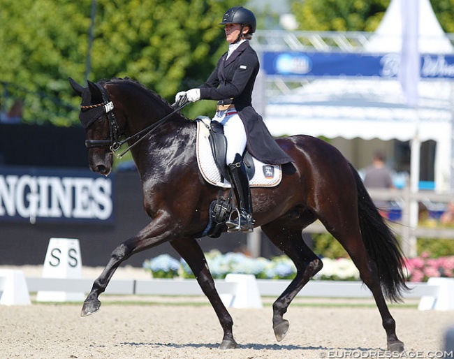 Alexandra Sessler and Sir Max at the 2018 World Young Horse Championships :: Photo © Astrid Appels