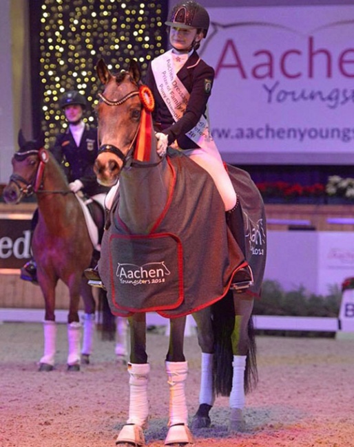 Johanna Kullmann on Champ of Class at the 2018 CDI-PJYR Aachen Indoor