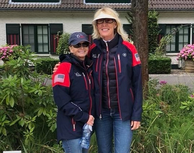 Charlotte Bredahl (right) takes over the baton from Debbie McDonald (left) as USEF Dressage Development Coach