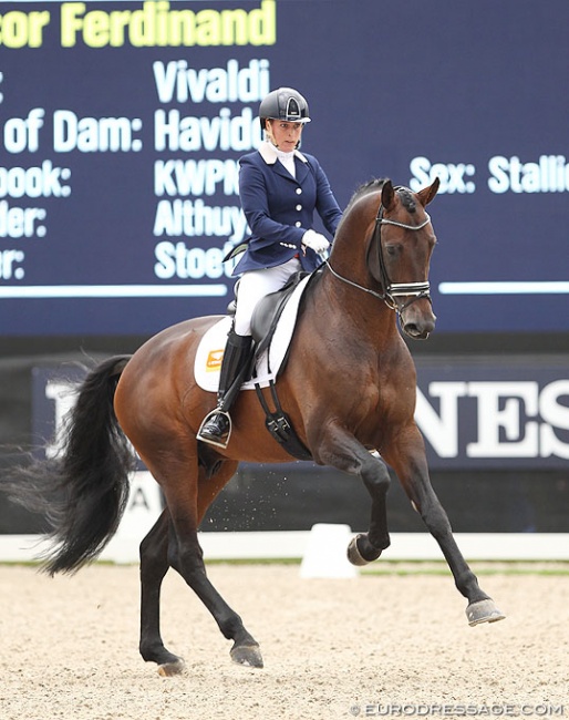 Mirelle van Kemenade and Ferdinand at the 2016 World Young Horse Championships :: Photo © Astrid Appels