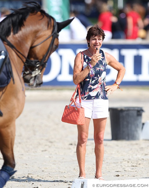 Marian Dorresteijn coaching at the 2018 European Junior/Young Riders Championships in Fontainebleau, France :: Photo © Astrid Appels