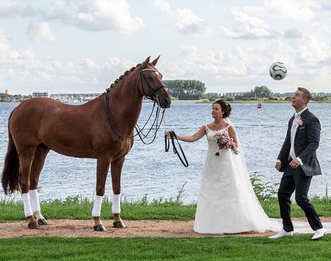 Jeanine Nieuwenhuis with the loves of her life: TC Athene and husband Jonathan Pleijte